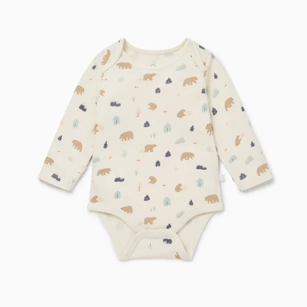NWT Baby mori bear print long sleeve bodysuit